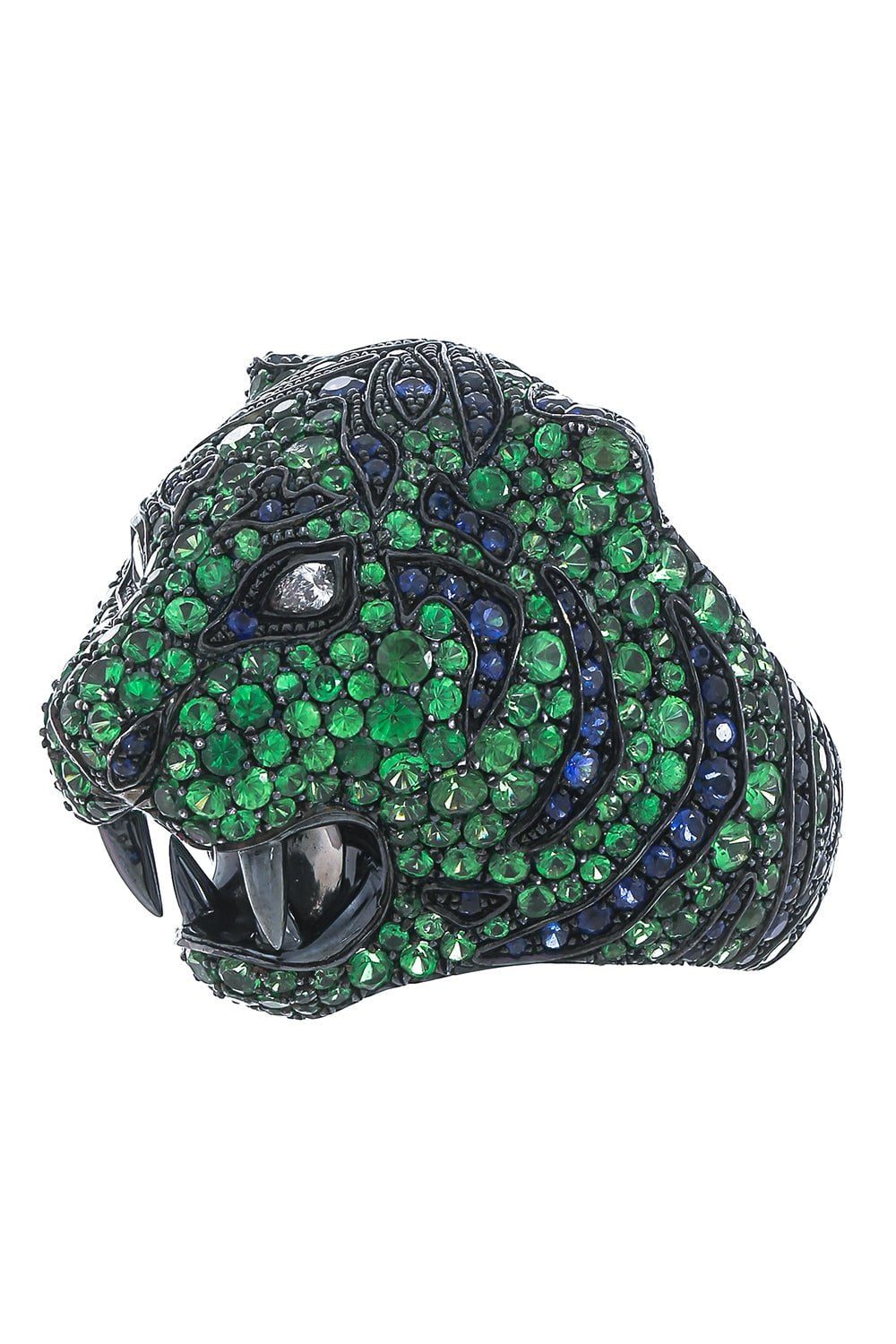 STEFERE-Sapphire Tsavorite Tiger Ring-WHITE GOLD