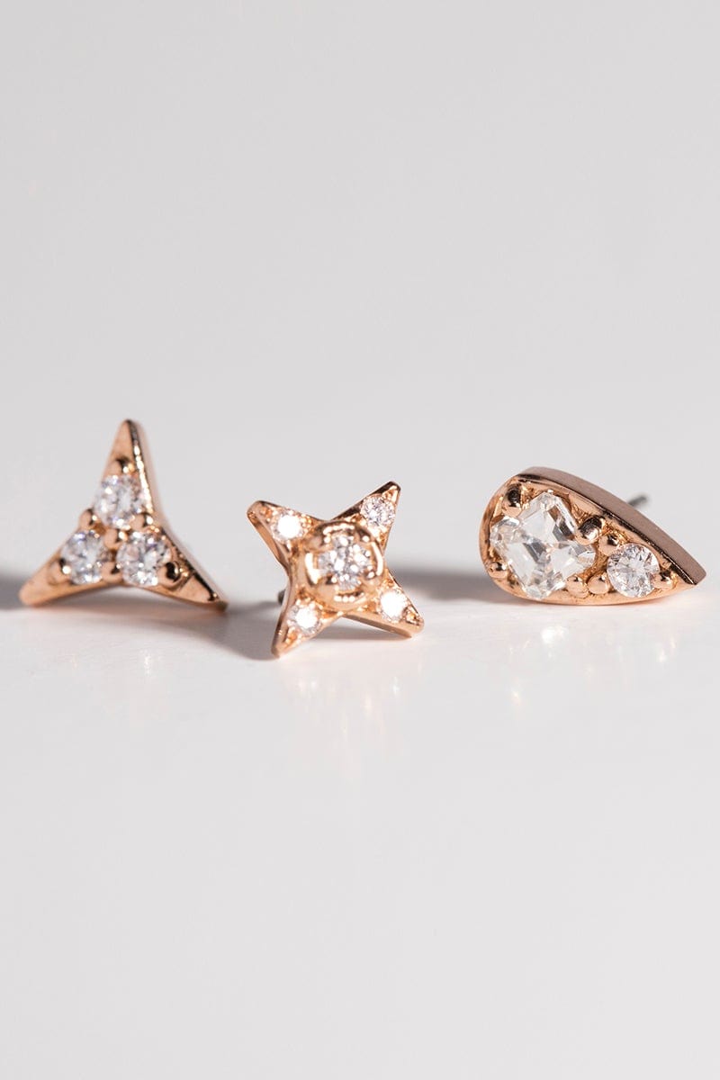 STEPHANIE ANDERS XO-'Four' White Diamond Stud-