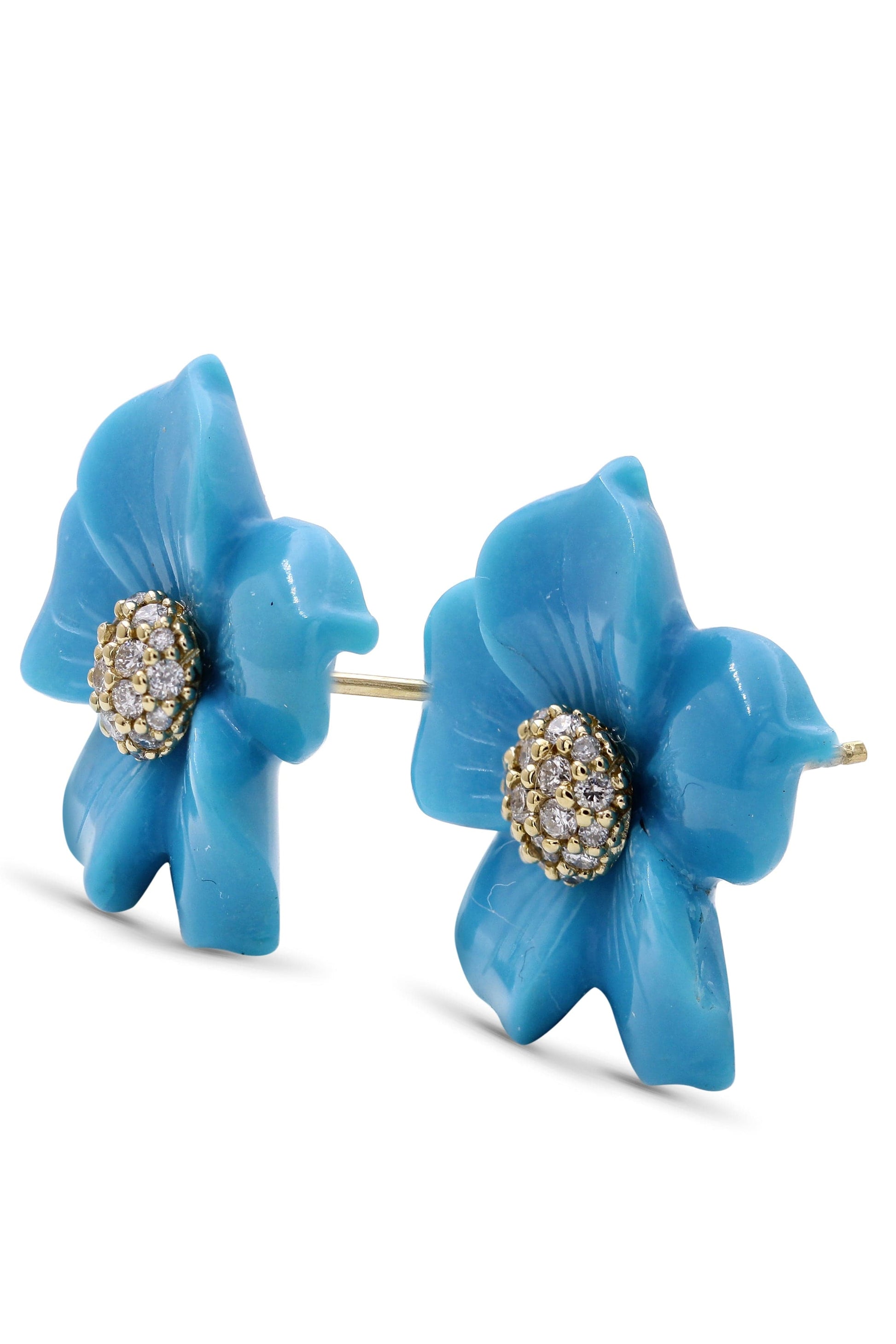 STEPHEN DWECK-American Turquoise Flower Earrings-YELLOW GOLD