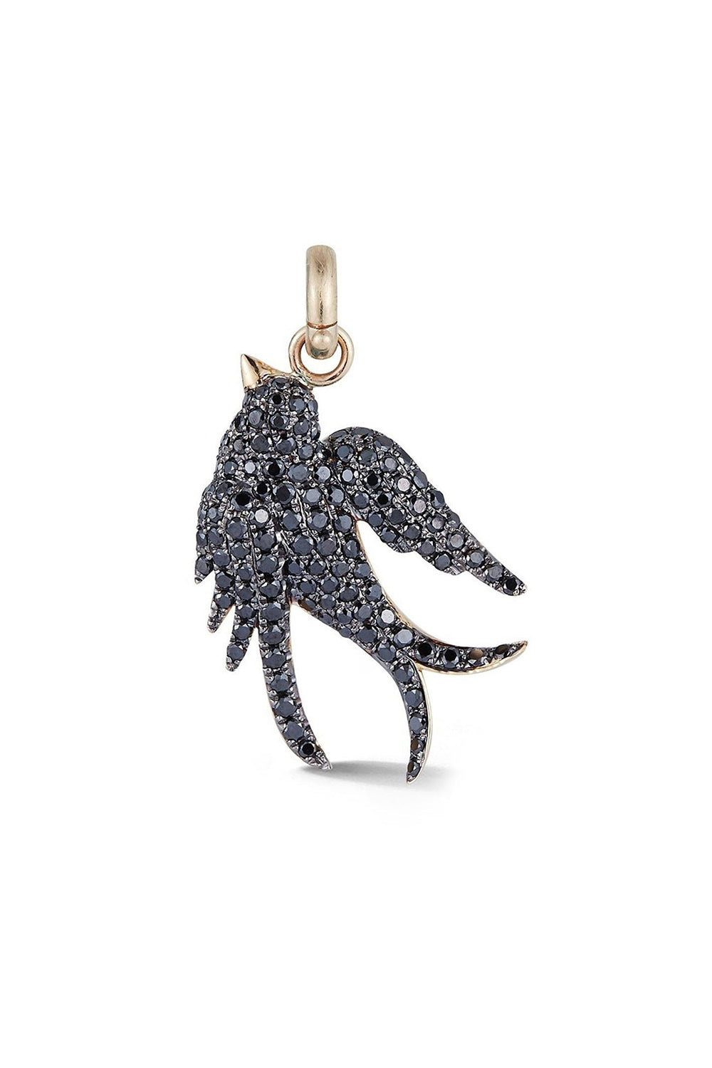 Black Diamond Sparrow Charm-YELLOW GOLD-JEWELRYFINE JEWELPENDANT-STORROW