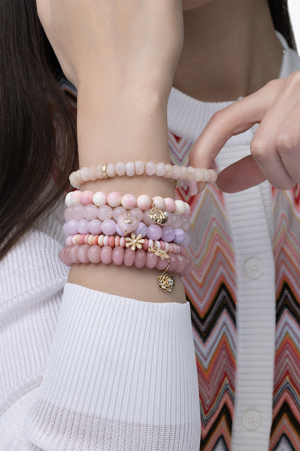 Heart Rose Quartz Charm Bracelet-YELLOW GOLD-JEWELRYFINE JEWELBRACELET O-SYDNEY EVAN