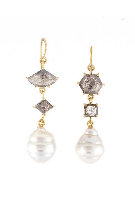 South Sea Pearl Rough Cut Earrings-YELLOW GOLD-JEWELRYFINE JEWELEARRING-SYLVA & CIE