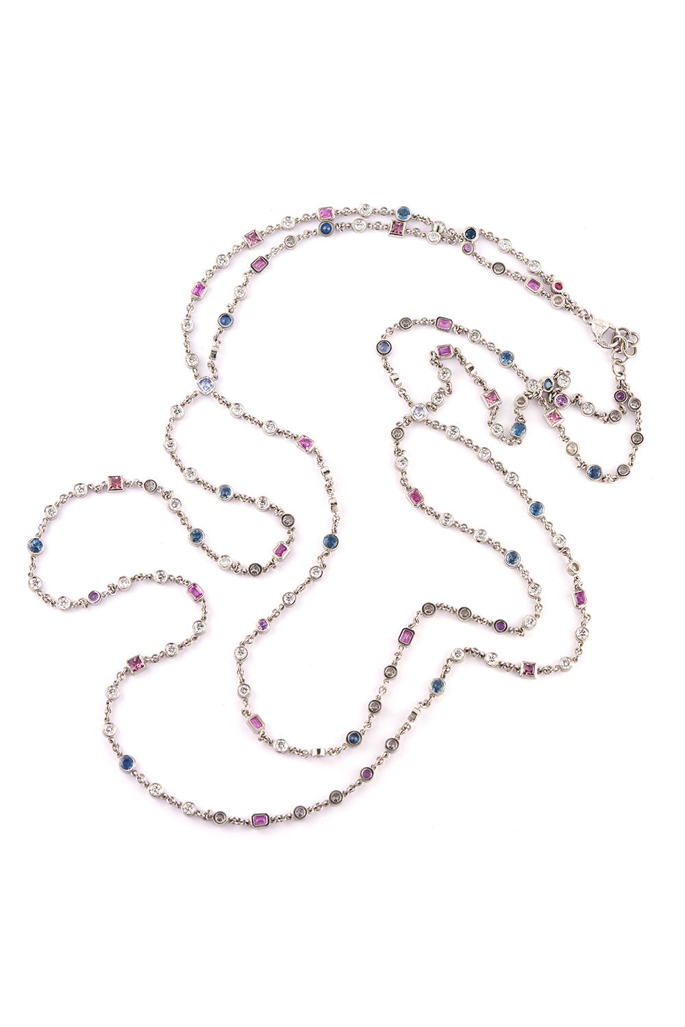 Multi Color Sapphire Necklace-PLATINUM-61-JEWELRYFINE JEWELNECKLACE O-SYLVA & CIE