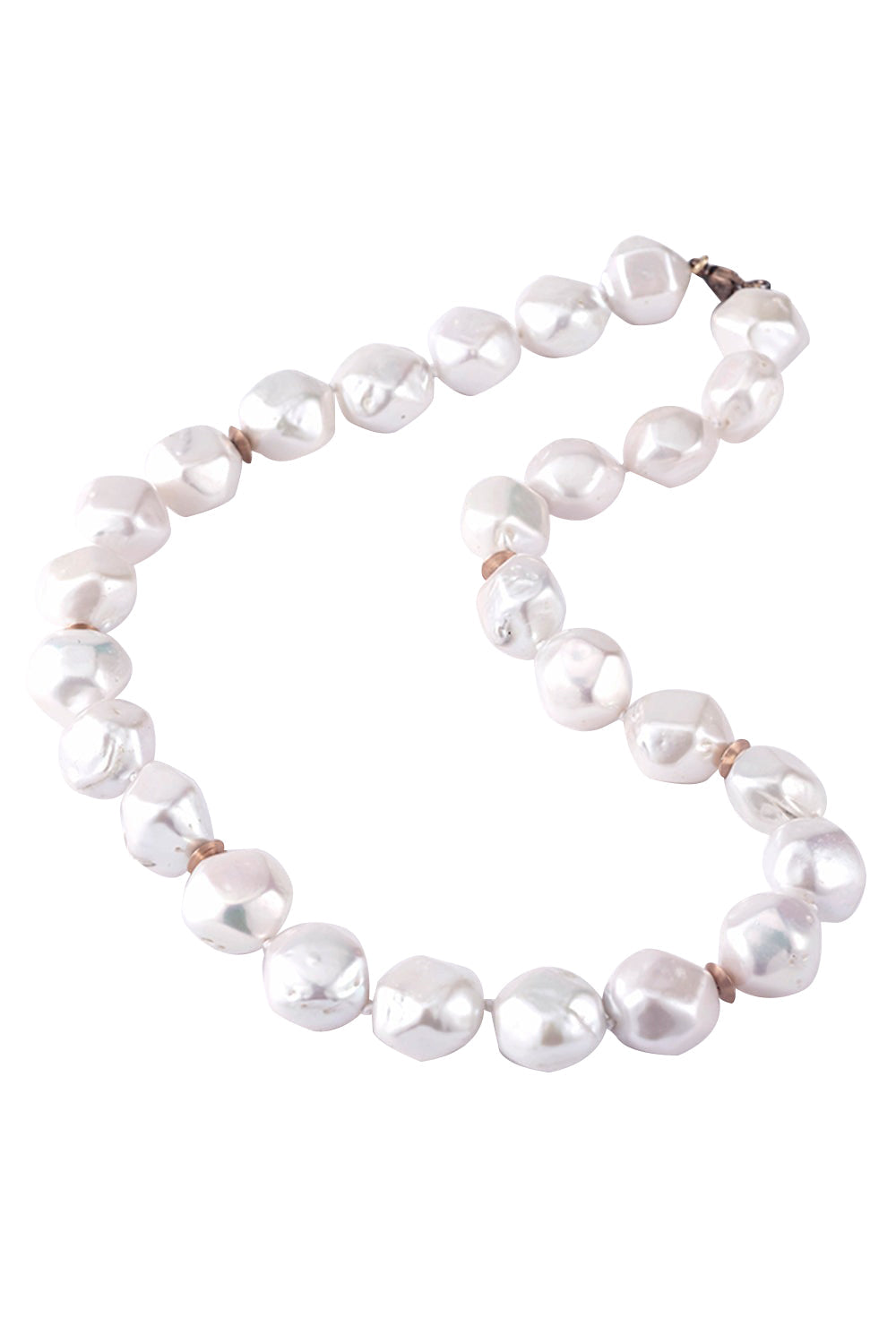 Faceted Fresh Water Pearl Necklace-ROSE GOLD-17-JEWELRYFINE JEWELNECKLACE O-SYLVA & CIE