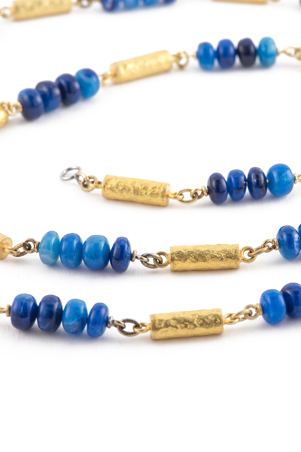 SYLVA & CIE-Afganite Beads Bullet Chain Necklace-YELLOW GOLD