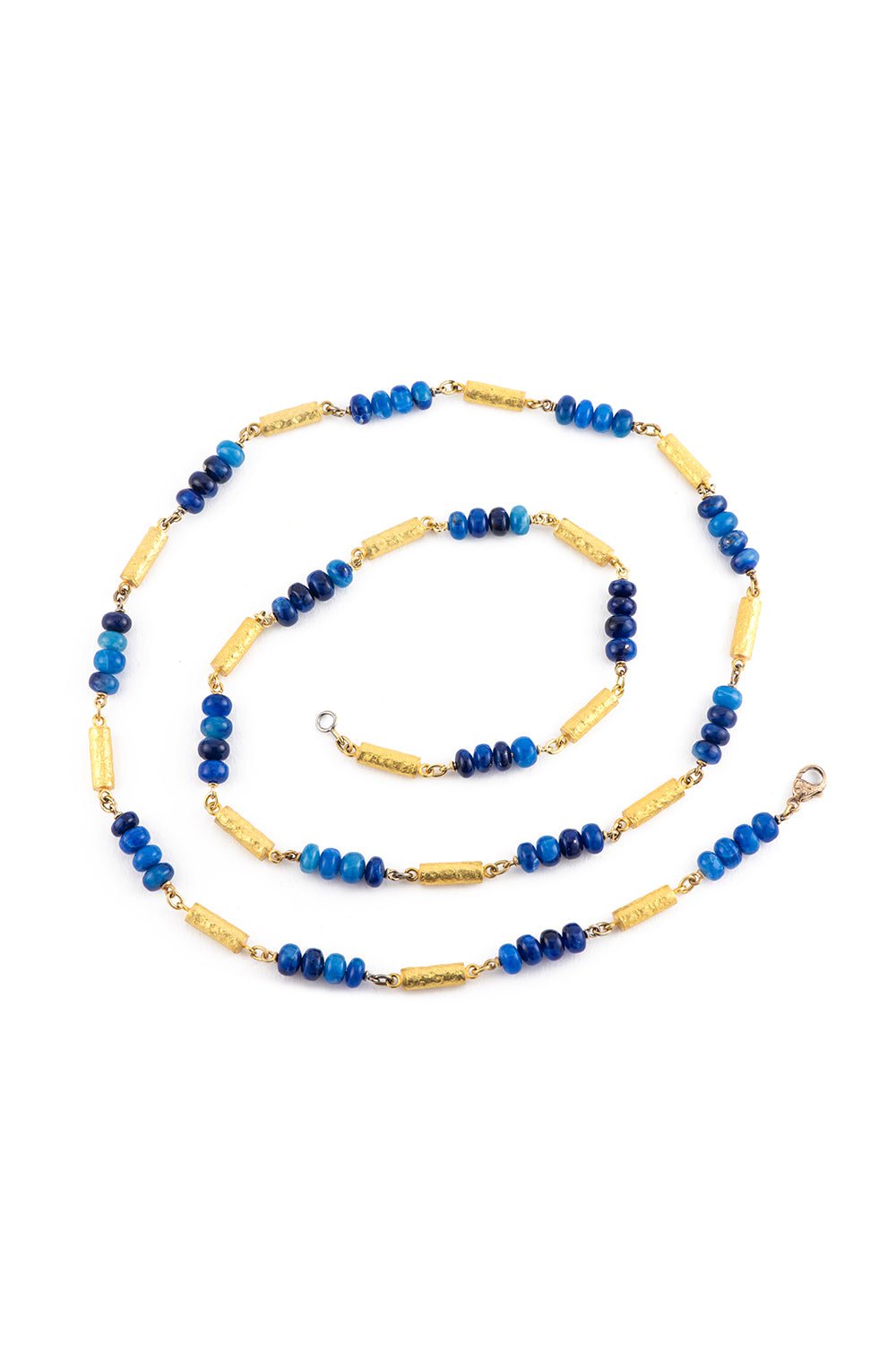 SYLVA & CIE-Afganite Beads Bullet Chain Necklace-YELLOW GOLD