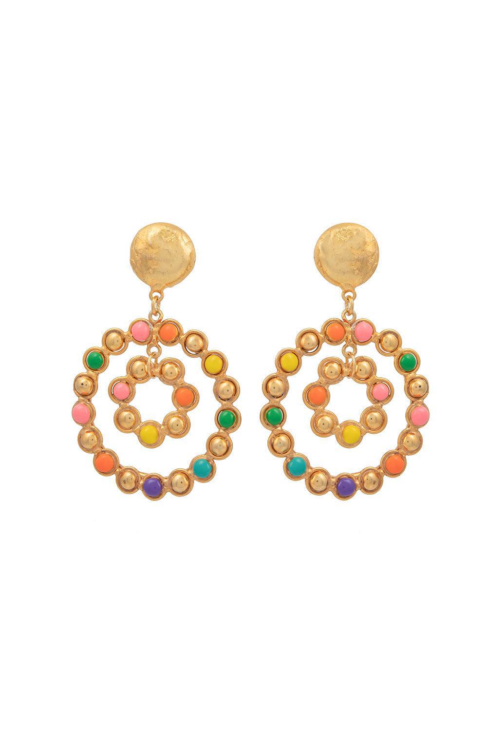 SYLVIA TOLEDANO-Pink Happy Flower Earrings-GOLD