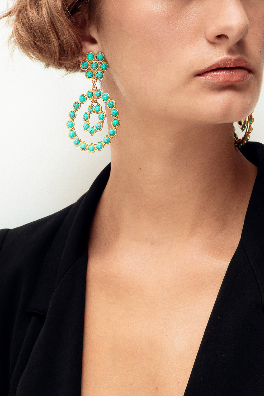 SYLVIA TOLEDANO-Turquoise Happy Flower Drop Earrings-GOLD