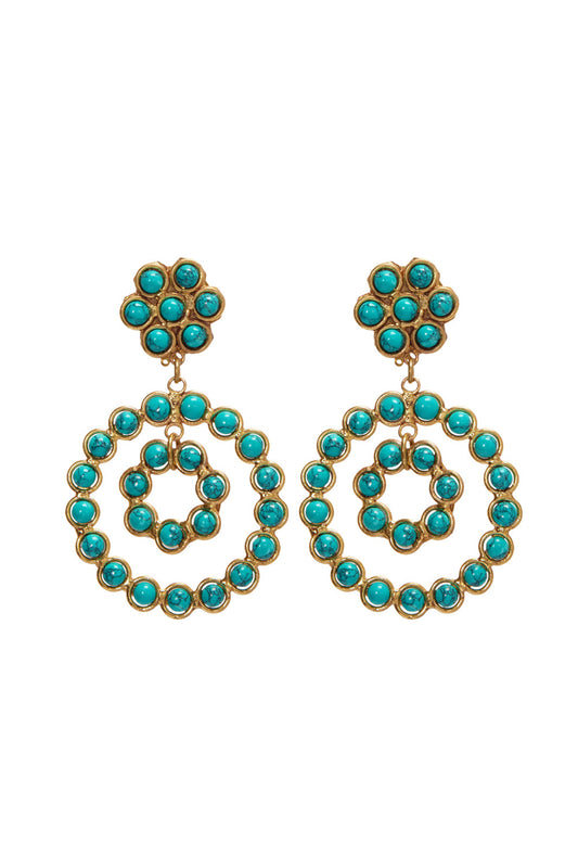 SYLVIA TOLEDANO-Turquoise Happy Flower Drop Earrings-GOLD