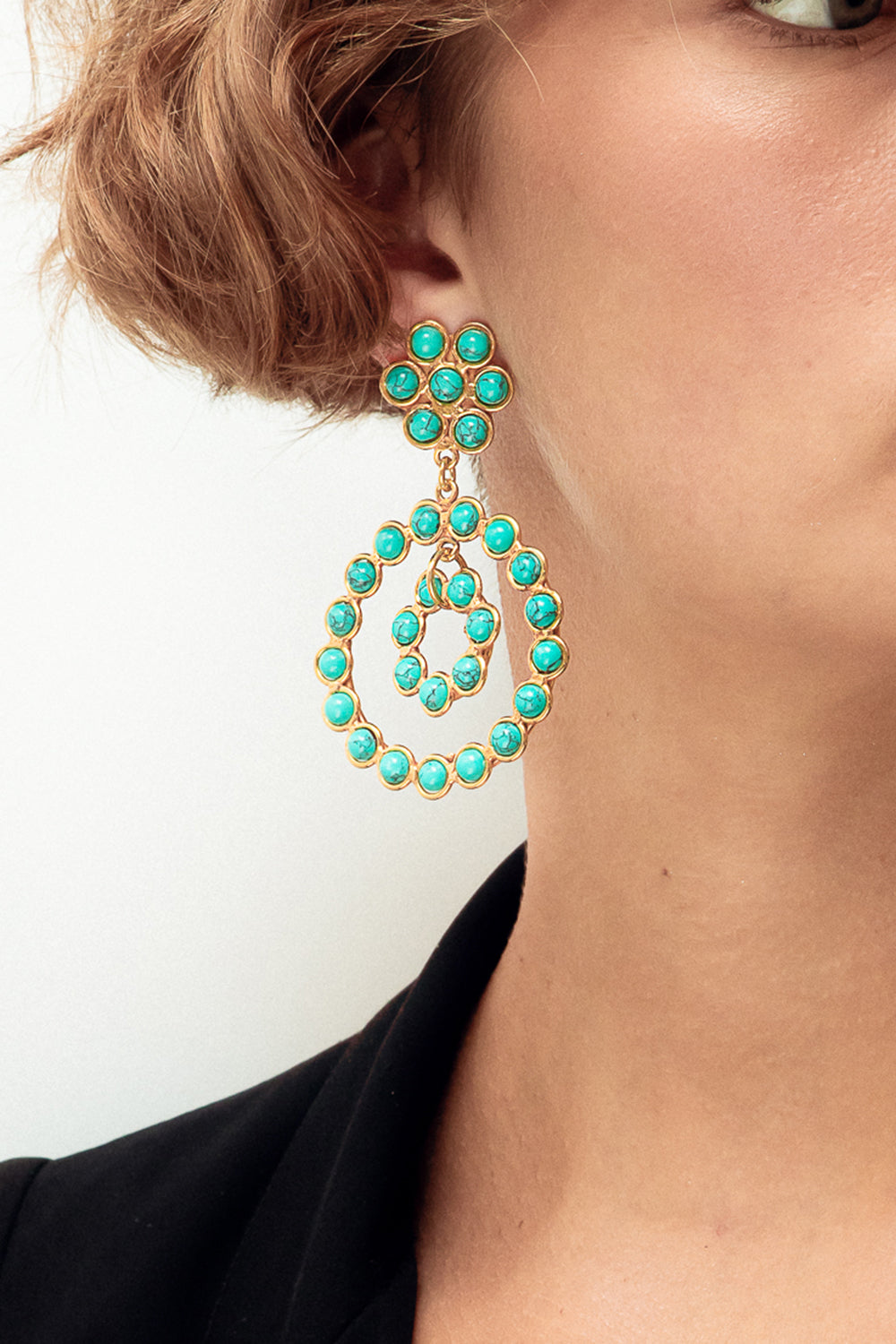 Turquoise Happy Flower Earrings-TURQUOIS-JEWELRYBOUTIQUEEARRING-SYLVIA TOLEDANO