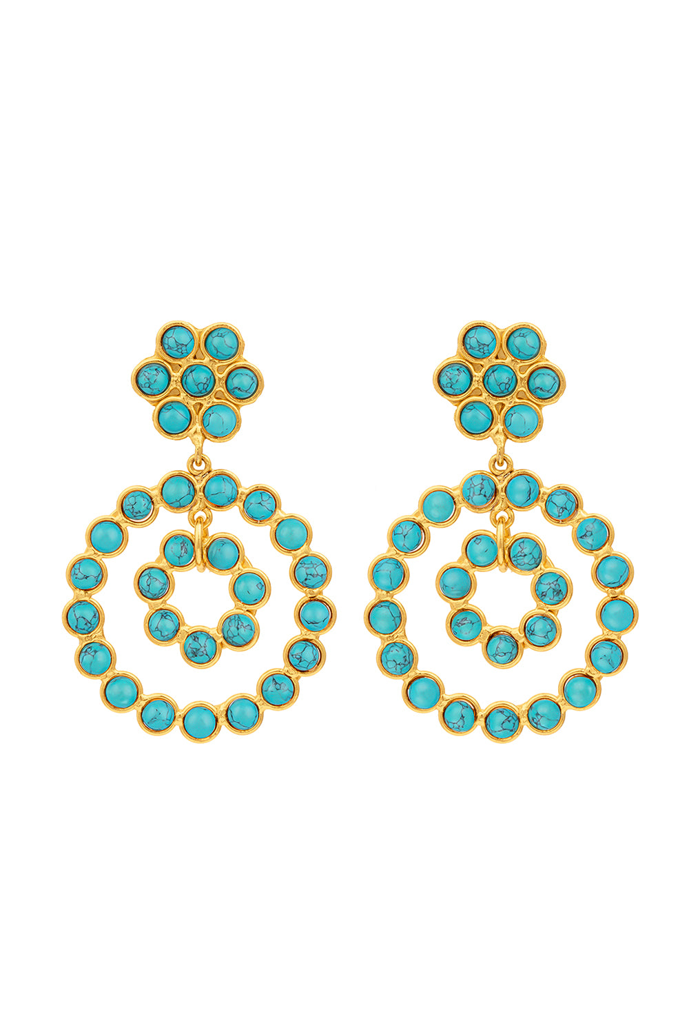 Turquoise Happy Flower Earrings-TURQUOIS-JEWELRYBOUTIQUEEARRING-SYLVIA TOLEDANO