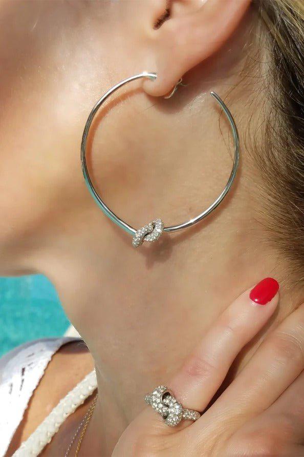 THE LOVE KNOT BY CORALIE-Diamond Love Knot Hoop Earrings-