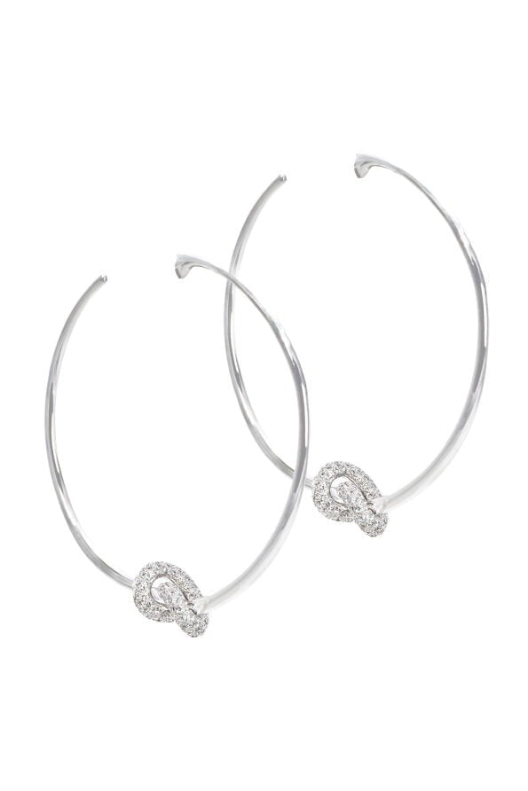 THE LOVE KNOT BY CORALIE-Diamond Love Knot Hoop Earrings-