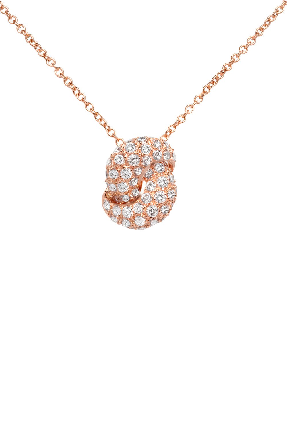 THE LOVE KNOT BY CORALIE-Diamond Love Knot Pendant Necklace-ROSE GOLD