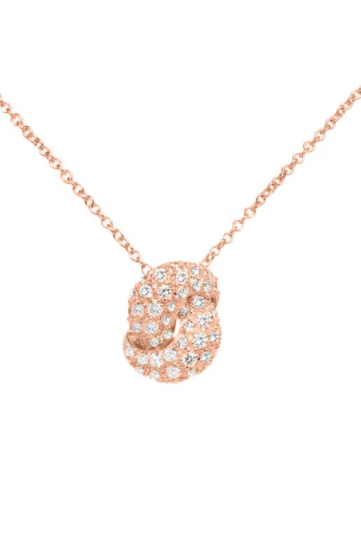 THE LOVE KNOT BY CORALIE-Diamond Pendant Necklace-ROSE GOLD