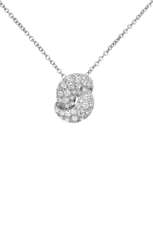 THE LOVE KNOT BY CORALIE-Diamond Love Knot Pendant Necklace-WHITE GOLD