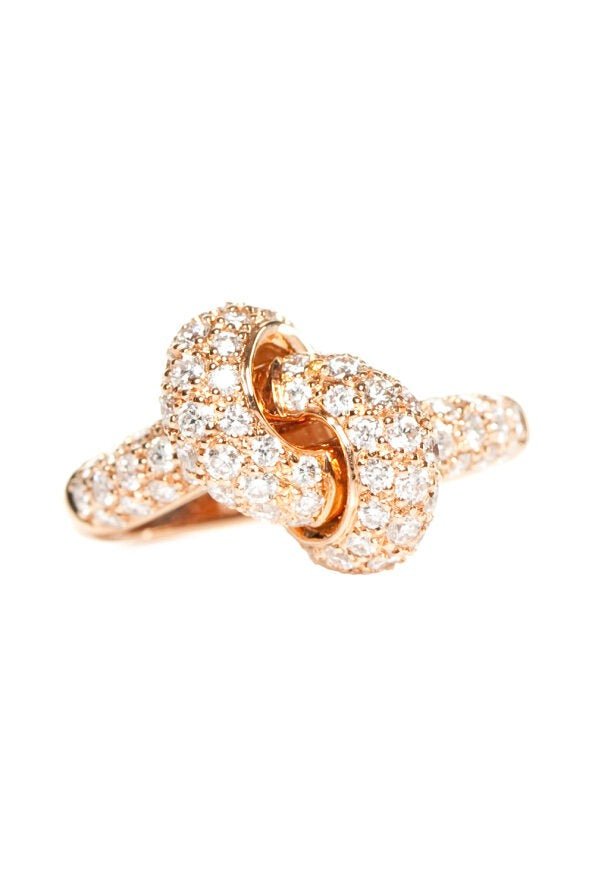 THE LOVE KNOT BY CORALIE-Diamond Love Knot Ring-ROSE GOLD