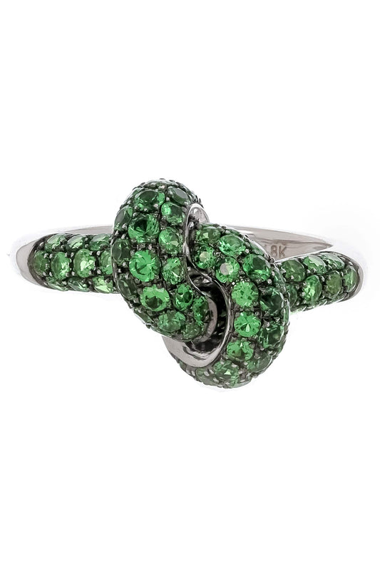 Tsavorite Love Knot Ring-WHITE GOLD-4.5-JEWELRYFINE JEWELRING-THE LOVE KNOT BY CORALIE