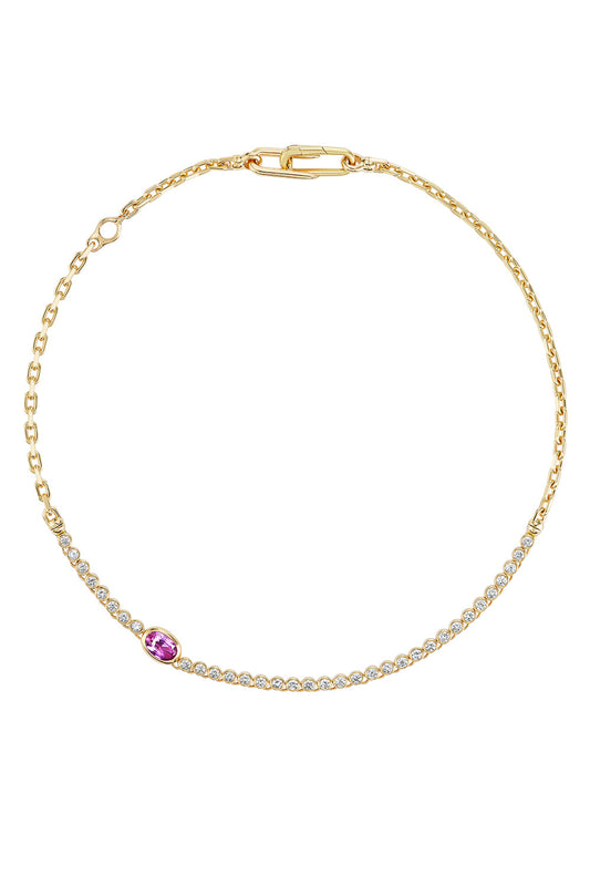 Pink Sapphire Vessel Tennis Necklace-YELLOW GOLD-JEWELRYFINE JEWELNECKLACE O-UNIFORM OBJECT