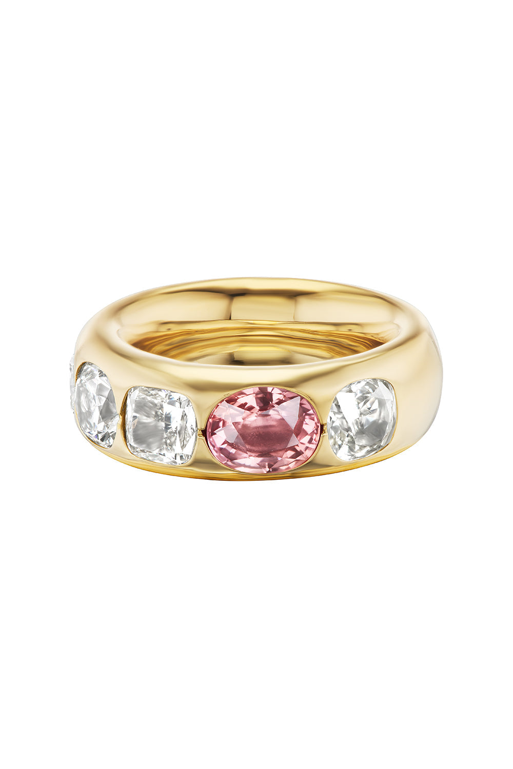 Padparadscha Gauge Ring-YELLOW GOLD-7-JEWELRYFINE JEWELRING-UNIFORM OBJECT