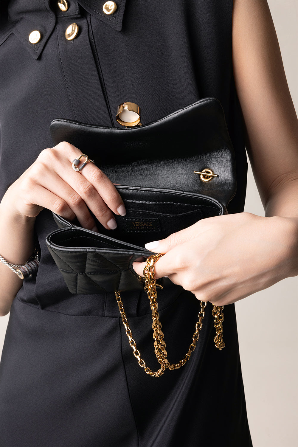 Mini Klieo Bag - Black-BKVERGLD-O/S-HANDBAGSHOULDER-VERSACE