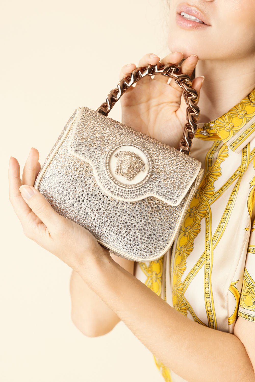 VERSACE-La Medusa Mini Bag - Ivory Palladium-IVORPALA