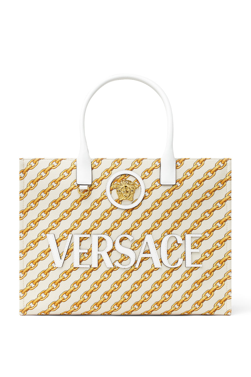 La Medusa Large Tote - Chain Stripes-PORCWHML-O/S-HANDBAGTOTES-VERSACE