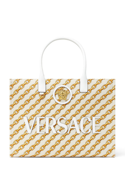 La Medusa Large Tote - Chain Stripes-PORCWHML-O/S-HANDBAGTOTES-VERSACE