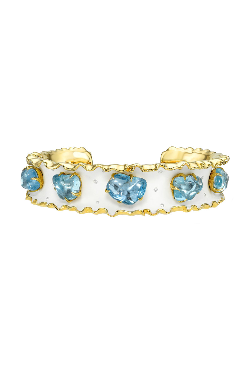 Aquamarine Diamond Frosted Bracelet-YELLOW GOLD-JEWELRYFINE JEWELBRACELET O-VICTOR VELYAN