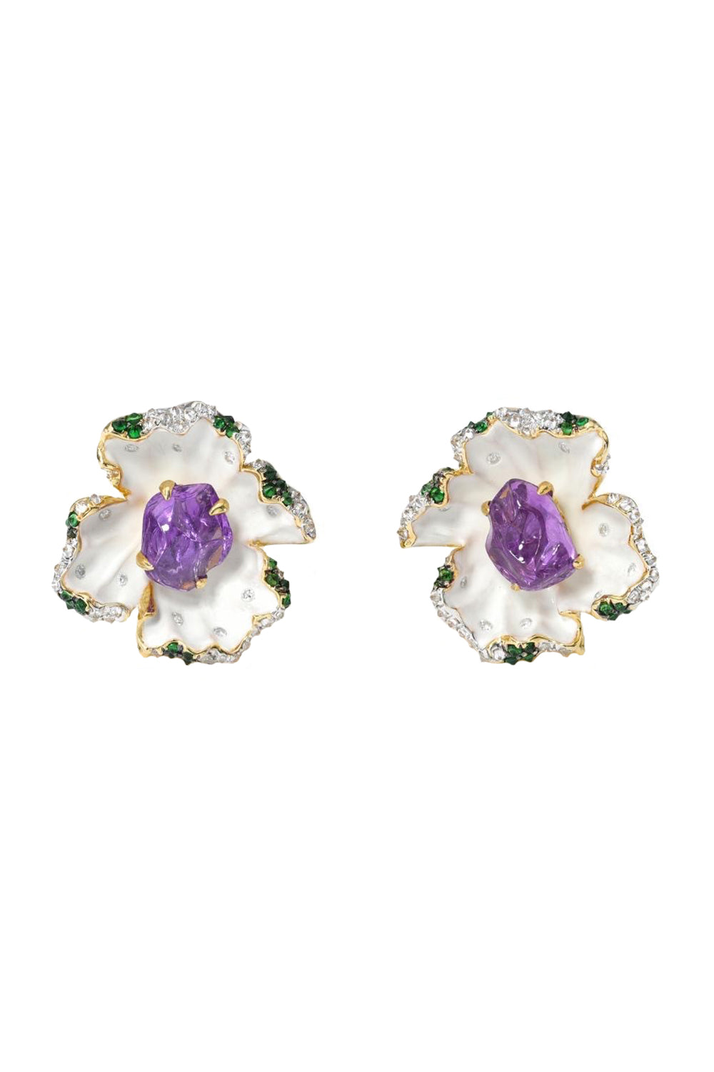 Purple Sapphire Enamel Earrings-YELLOW GOLD-JEWELRYFINE JEWELEARRING-VICTOR VELYAN