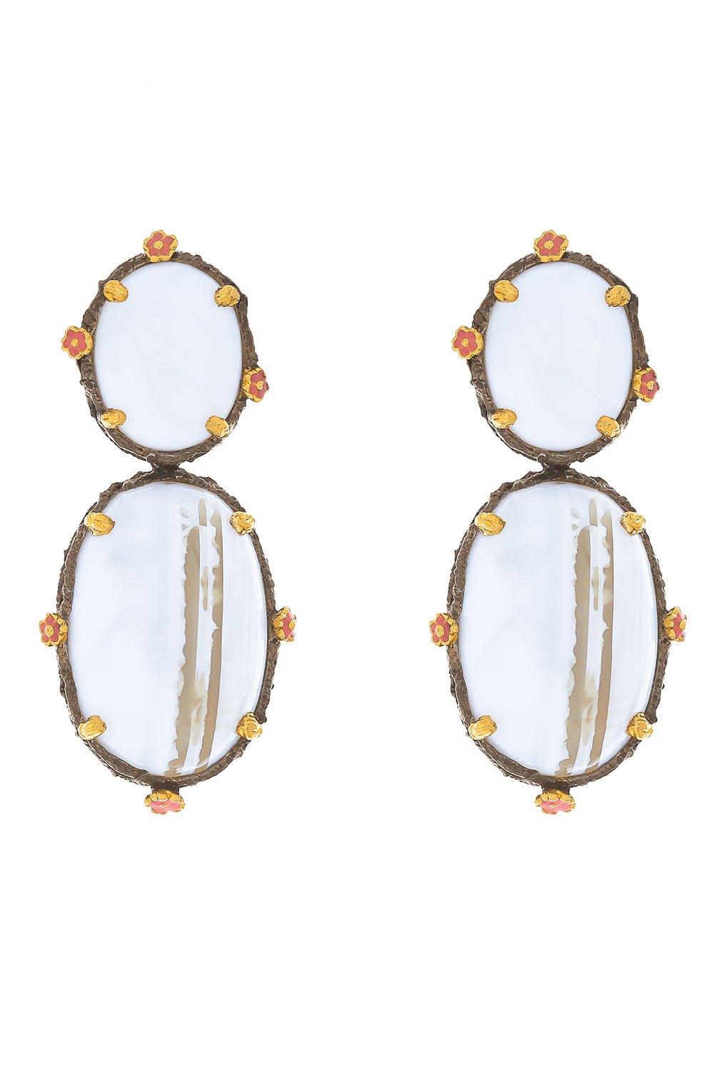 VICTOR VELYAN-White Opal Drop Earrings-YELLOW GOLD