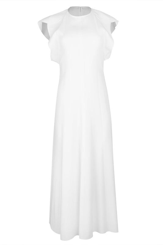 Folded Cap Sleeve Dress-IVORY-4-CLOTHINGDRESSCASUAL-VICTORIA BECKHAM