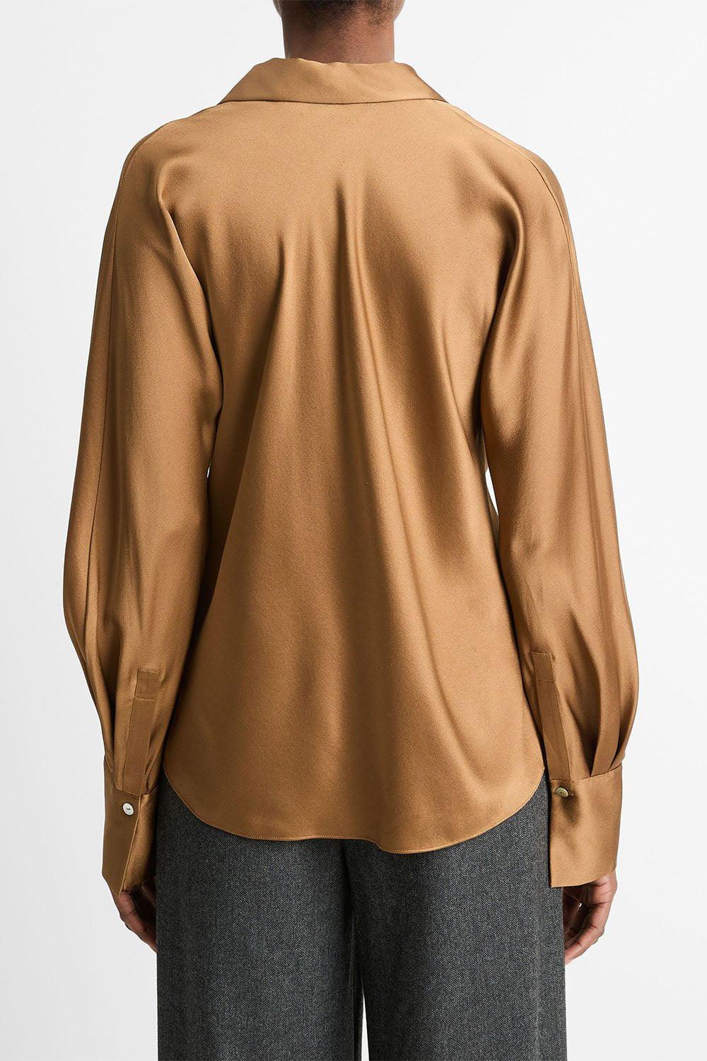 VINCE-Bias Long Sleeve Blouse-