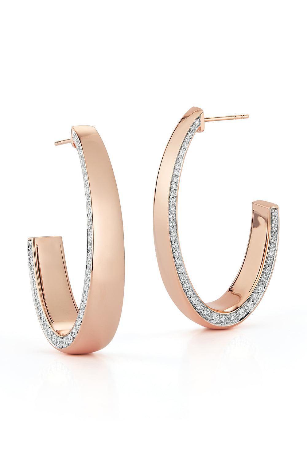 WALTERS FAITH-Lytton Diamond Edge Long Hoop Earrings-ROSE GOLD