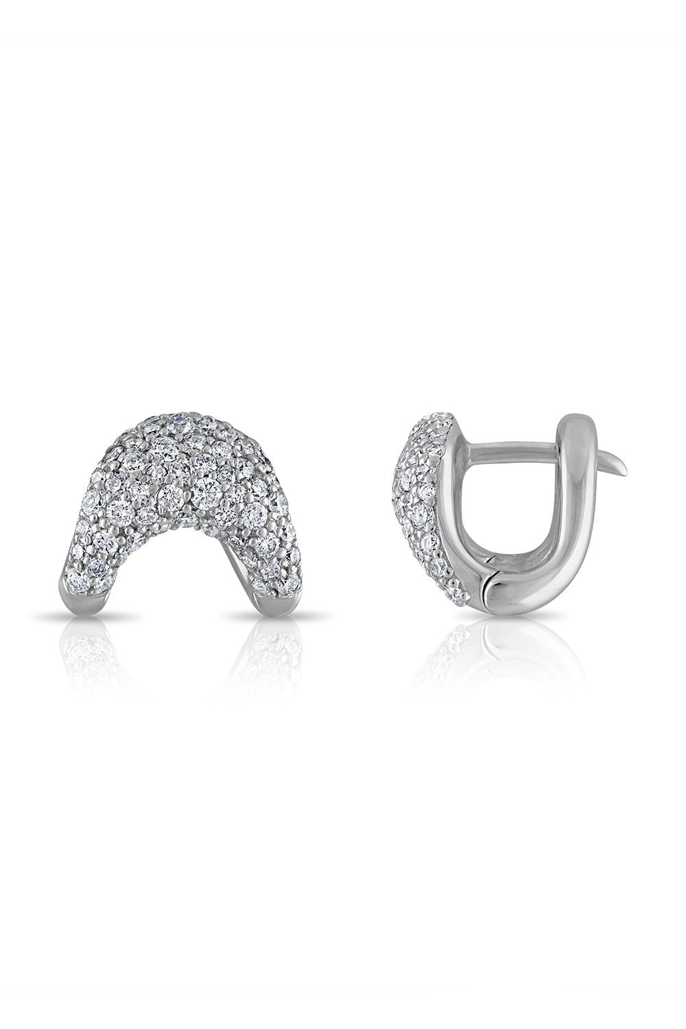 ZAHN-Z-ZAHA Diamond Huggie Earrings-WHITE GOLD