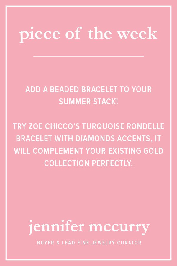 ZOE CHICCO-Turquoise Rondelle Bead Diamond Bracelet-YELLOW GOLD