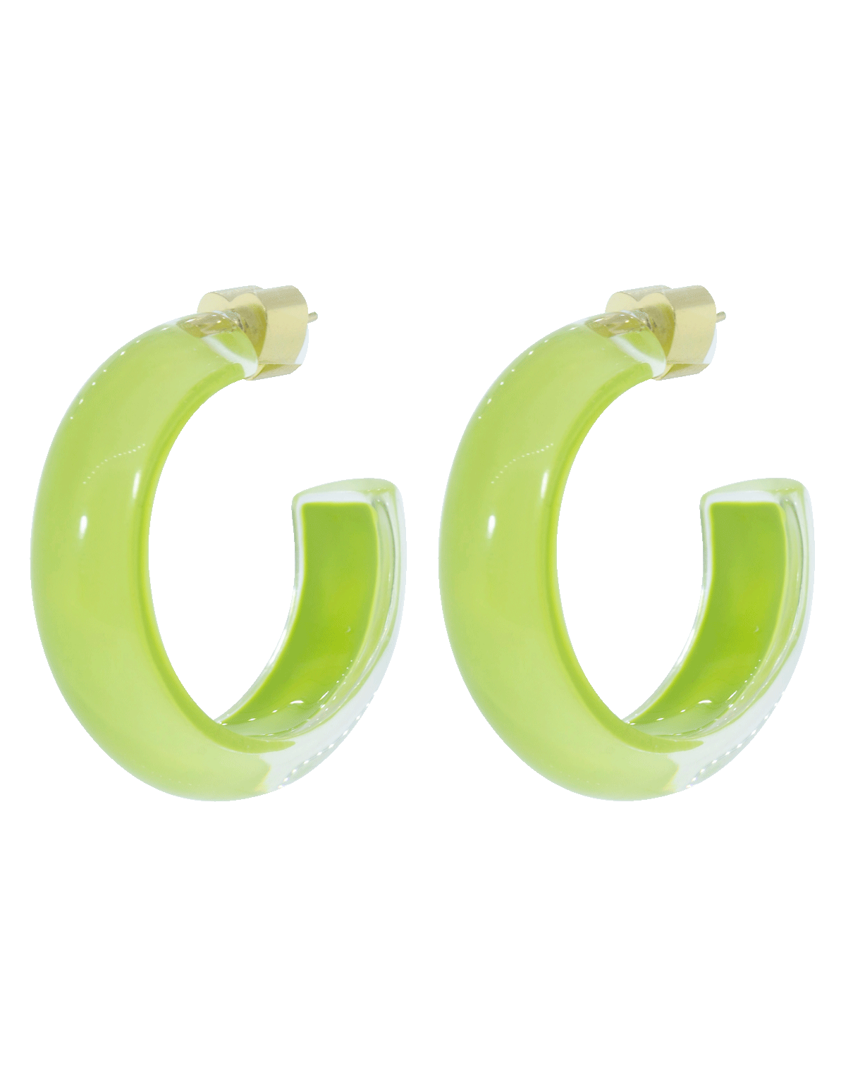 ALISON LOU-Small Lime LOUcite Jelly Hoops-YELLOW GOLD