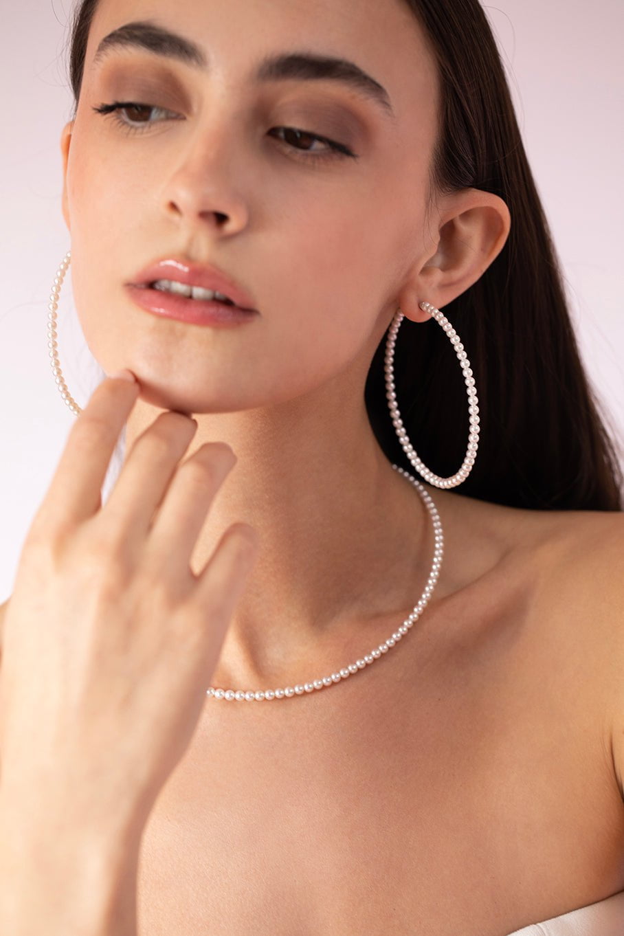 BAGGINS-Pearl Hoops - 2.75in-