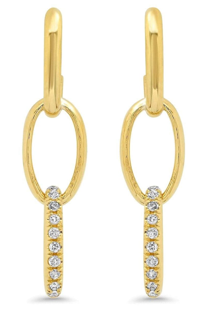 JENNIFER MEYER-3 Edith Link Pave Diamond Earrings-YELLOW GOLD