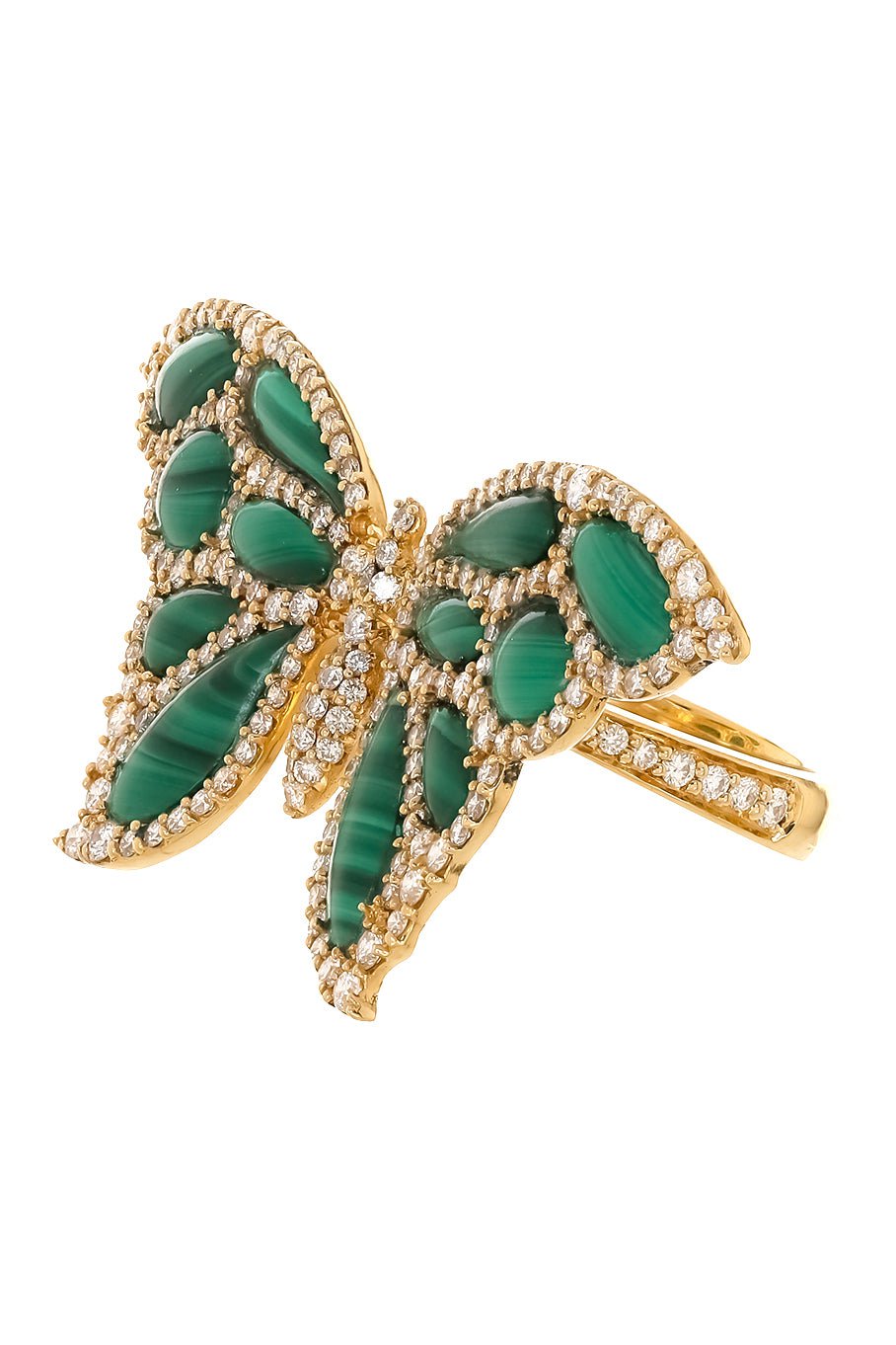 PIRANESI-Malachite Butterfly Ring-YELLOW GOLD