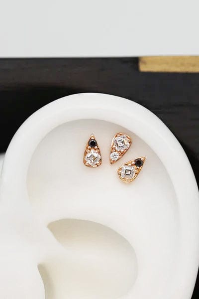 STEPHANIE ANDERS XO-'Four' White & Black Diamond Stud-